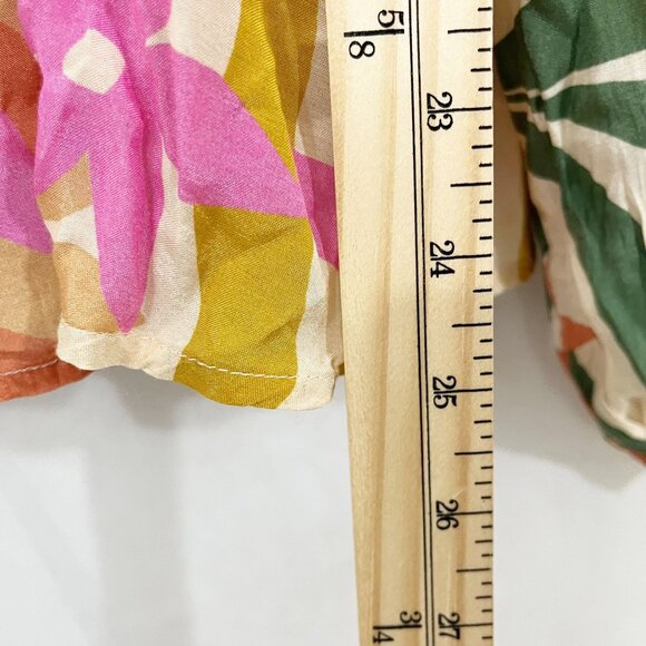 Velvet by Graham & Spencer Dion Printed Boho Top Balloon Sleeve V-Neck Size Larg - Picture 7 of 7